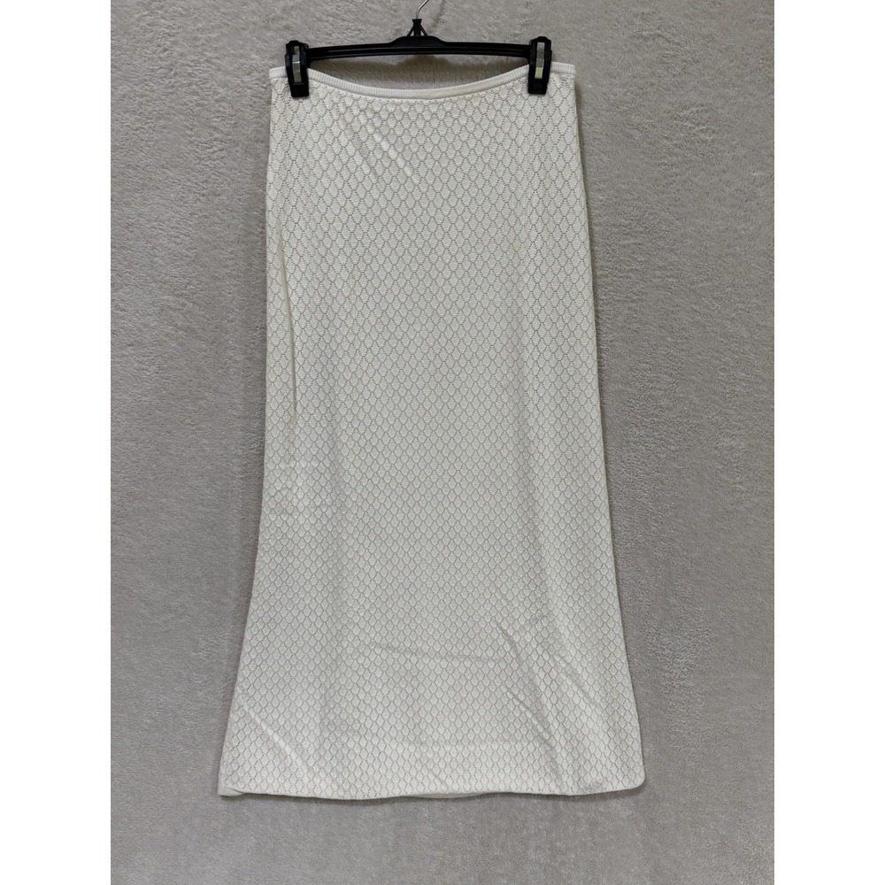 SABO‎ Skirt Womens Size 6 Medium Ivory Knit Maxi Open Stitch Summer Beach Cotton